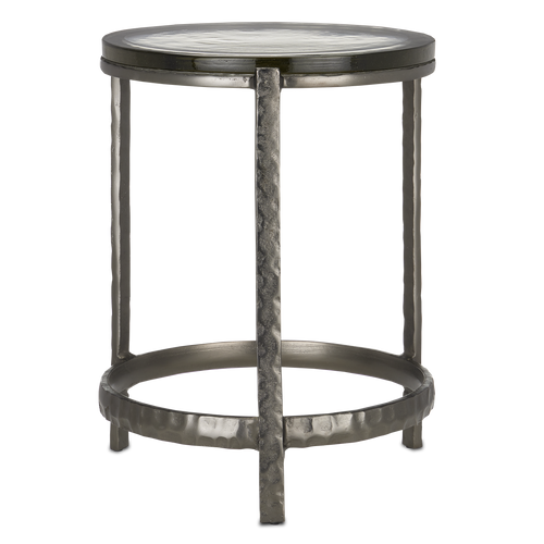 Currey & Company 18.5" Acea Graphite Accent Table With Cast Glass