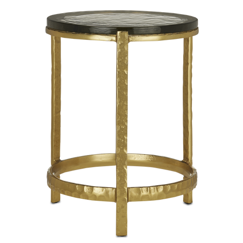 Currey & Company 18.5" Acea Gold Accent Table With Cast Glass