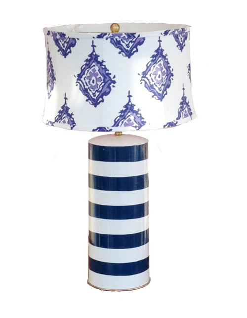 Dana Gibson Striped Lamp in Blue