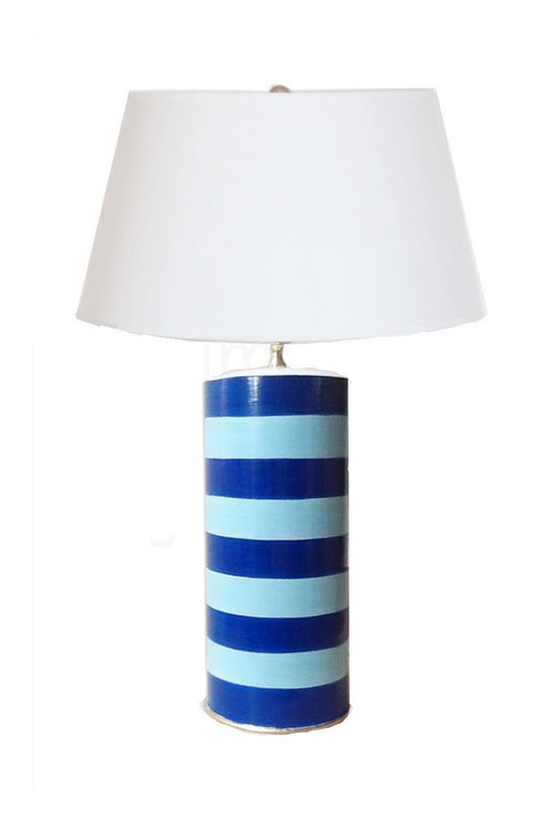 Dana Gibson Striped Lamp, Turquoise Blue