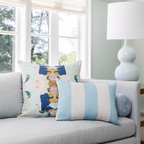 Laura Park Monet's Garden Navy Blue Linen Cotton Pillow