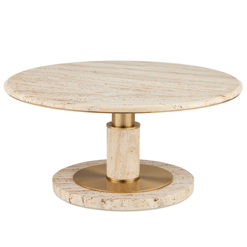 Currey & Company 17.25" Miles Travertine Cocktail Table