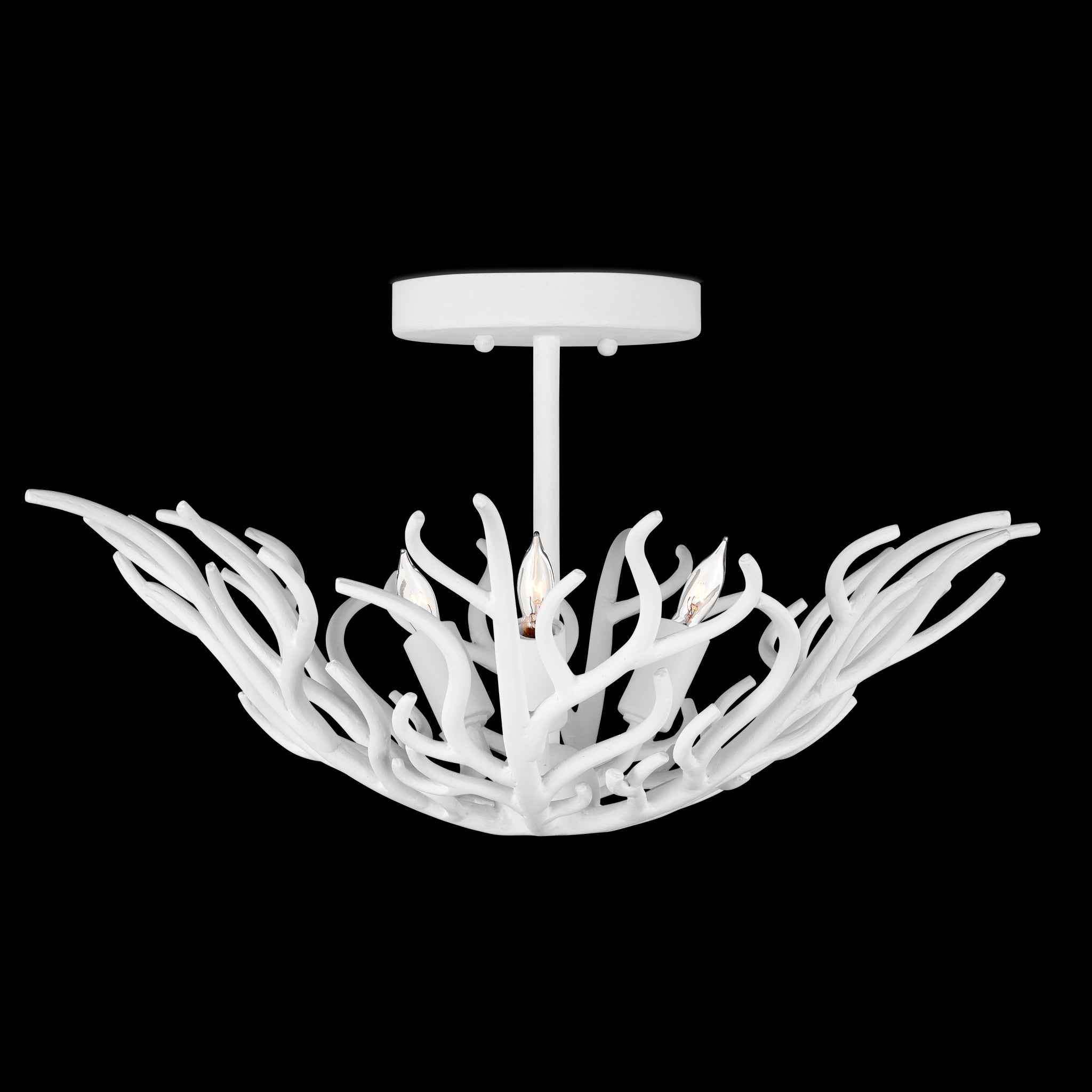 Currey & Company Snowfall 21.5" 3 Light Semi Flush Mount