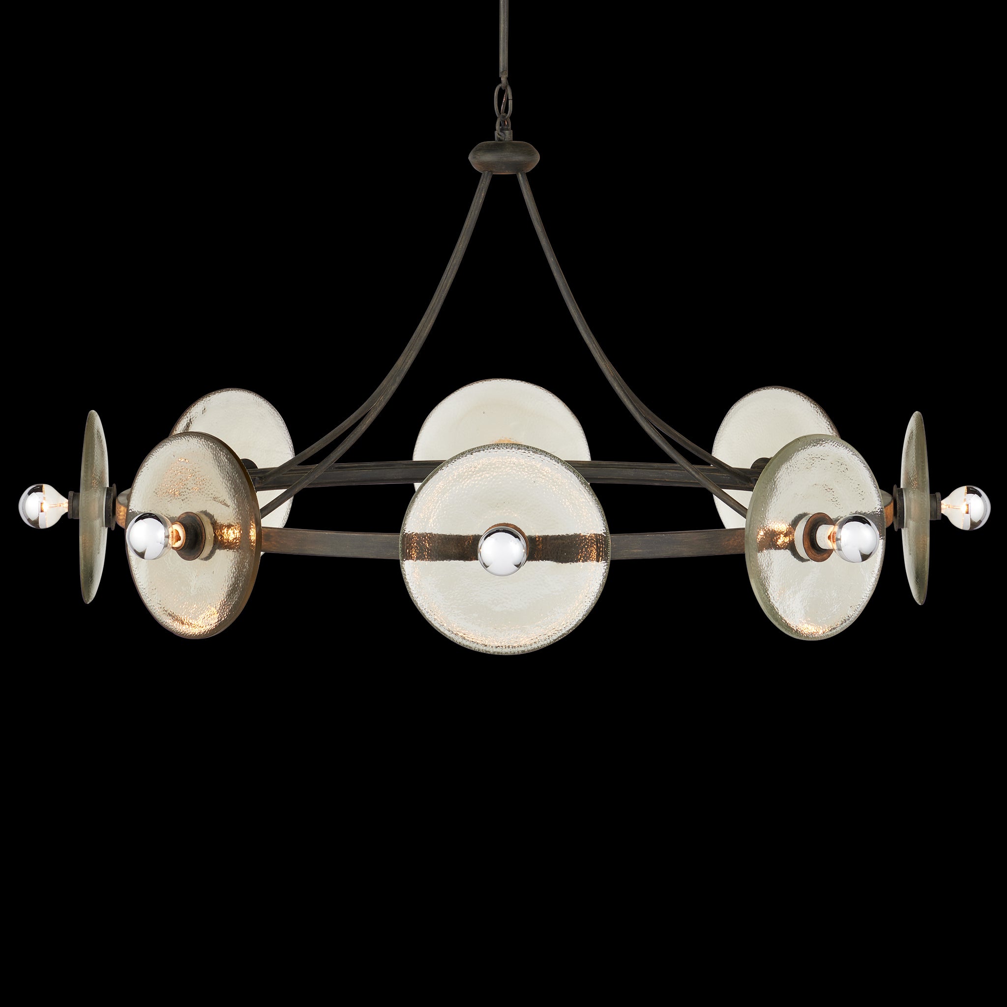 Currey & Company Circumstellar 37.25" Recycled Glass 8 Light Disc Chandelier