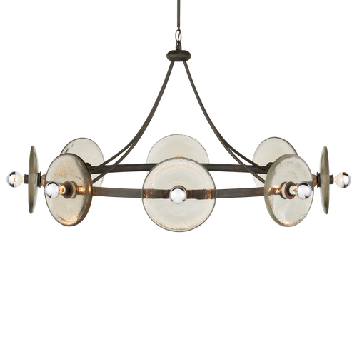 Currey & Company Circumstellar 37.25" Recycled Glass 8 Light Disc Chandelier