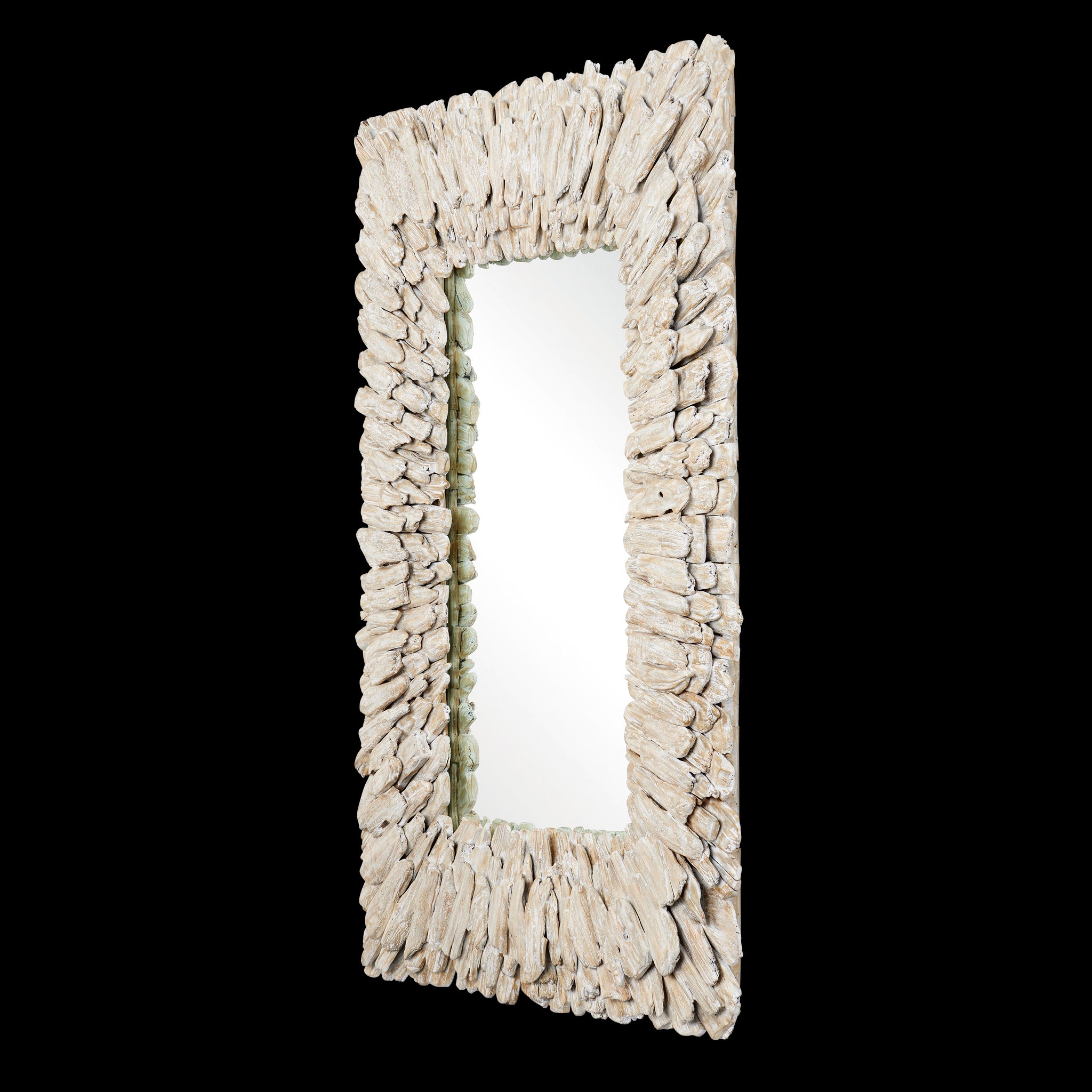 Currey & Company 51" Beachhead Whitewash Rectangular Mirror