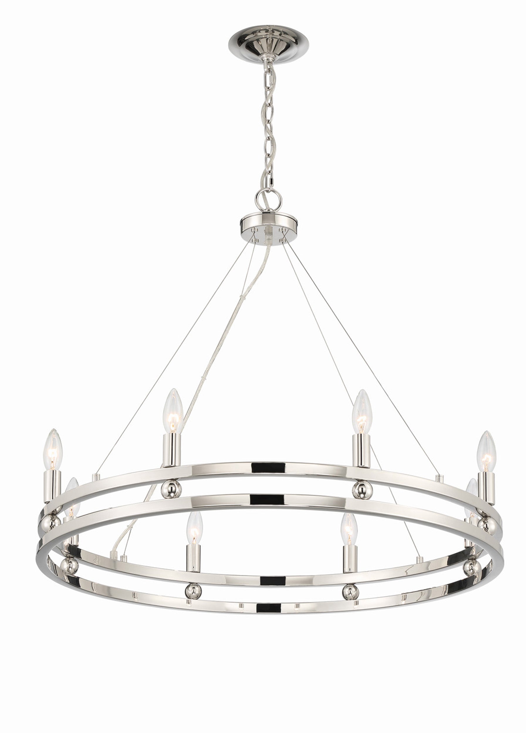 Lumanity Ashland 8 Light Statement Round Nickel Chandelier