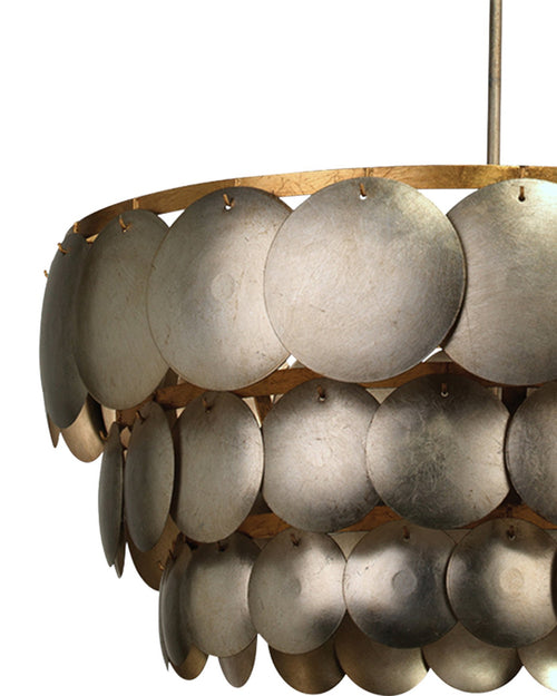 Jamie Young Calypso Three Tier Chandelier In Champagne Metal Leafing With Gold Leaf Trim