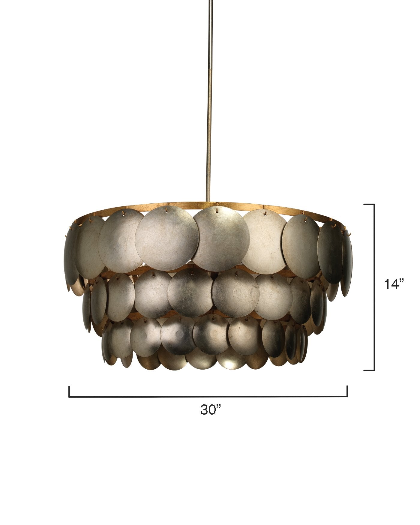 Jamie Young Calypso Three Tier Chandelier In Champagne Metal Leafing With Gold Leaf Trim