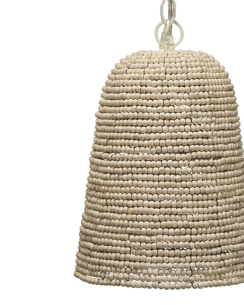 Jamie Young Canal Pendant In Off White Wood Beads
