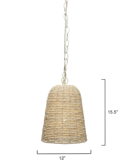 Jamie Young Canal Pendant In Off White Wood Beads