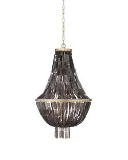 Jamie Young Capsize Chandelier In Black Mother Of Pearl & Champagne Leaf Metal
