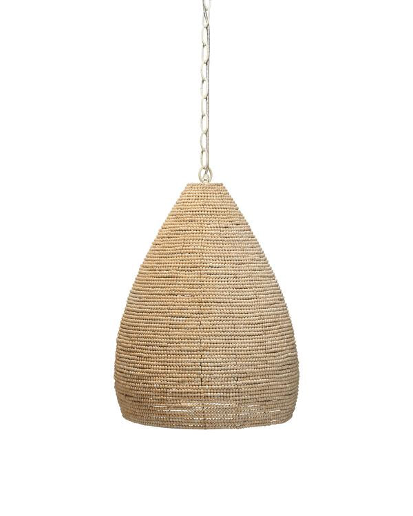 Jamie Young Gulf Steam Pendant In Off White Wood Beads