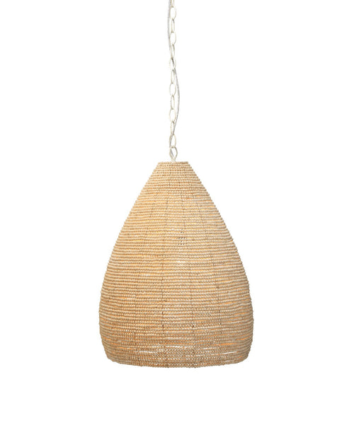 Jamie Young Gulf Steam Pendant In Off White Wood Beads