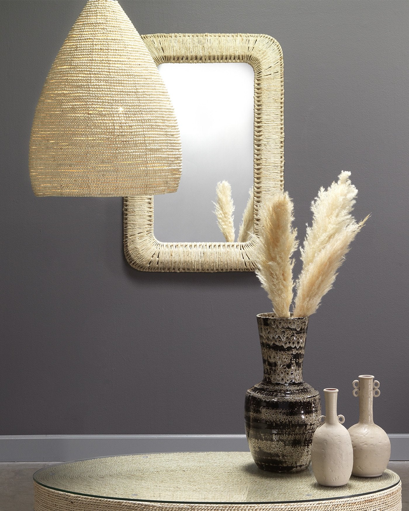 Jamie Young Gulf Steam Pendant In Off White Wood Beads