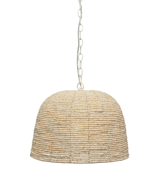 Jamie Young High Tide Pendant In Off White Wood Beads