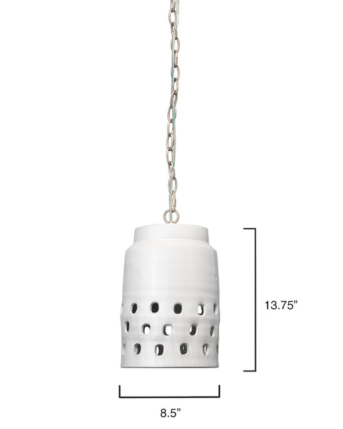 Jamie Young Long Perforated Pendant, White