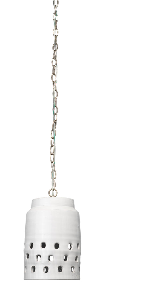 Jamie Young Long Perforated Pendant, White