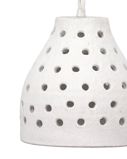 Jamie Young Medium Porous Pendant In Textured Matte White Ceramic