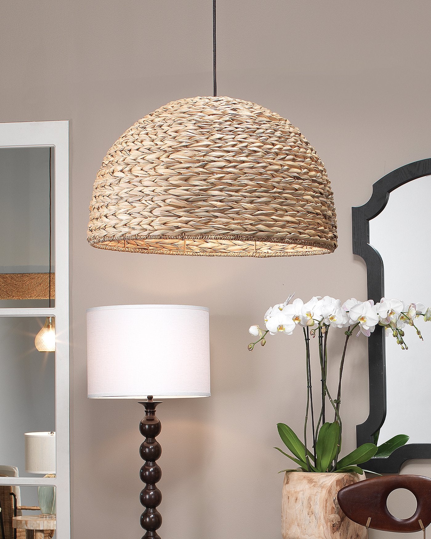 Jamie Young Shoreline Pendant In Natural Seagrass