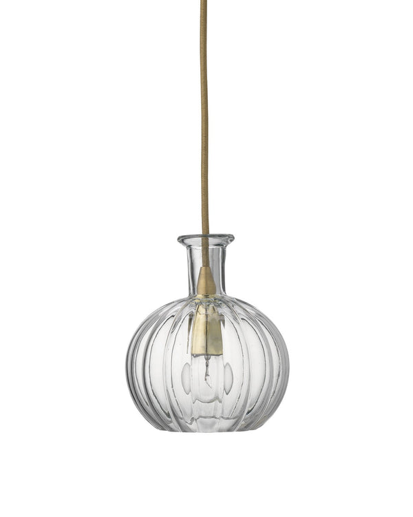 Jamie Young Sophia Carafe Pendant In Clear Glass With Brass Hardware