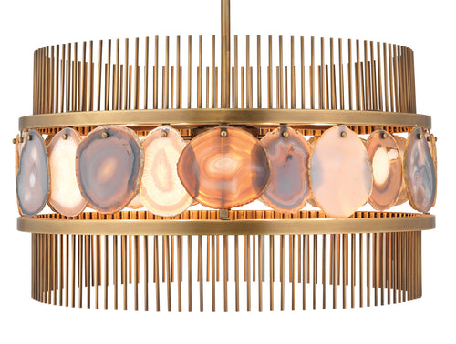 Jamie Young Upsala Chandelier In Pale Lavender Agate & Antique Brass Metal