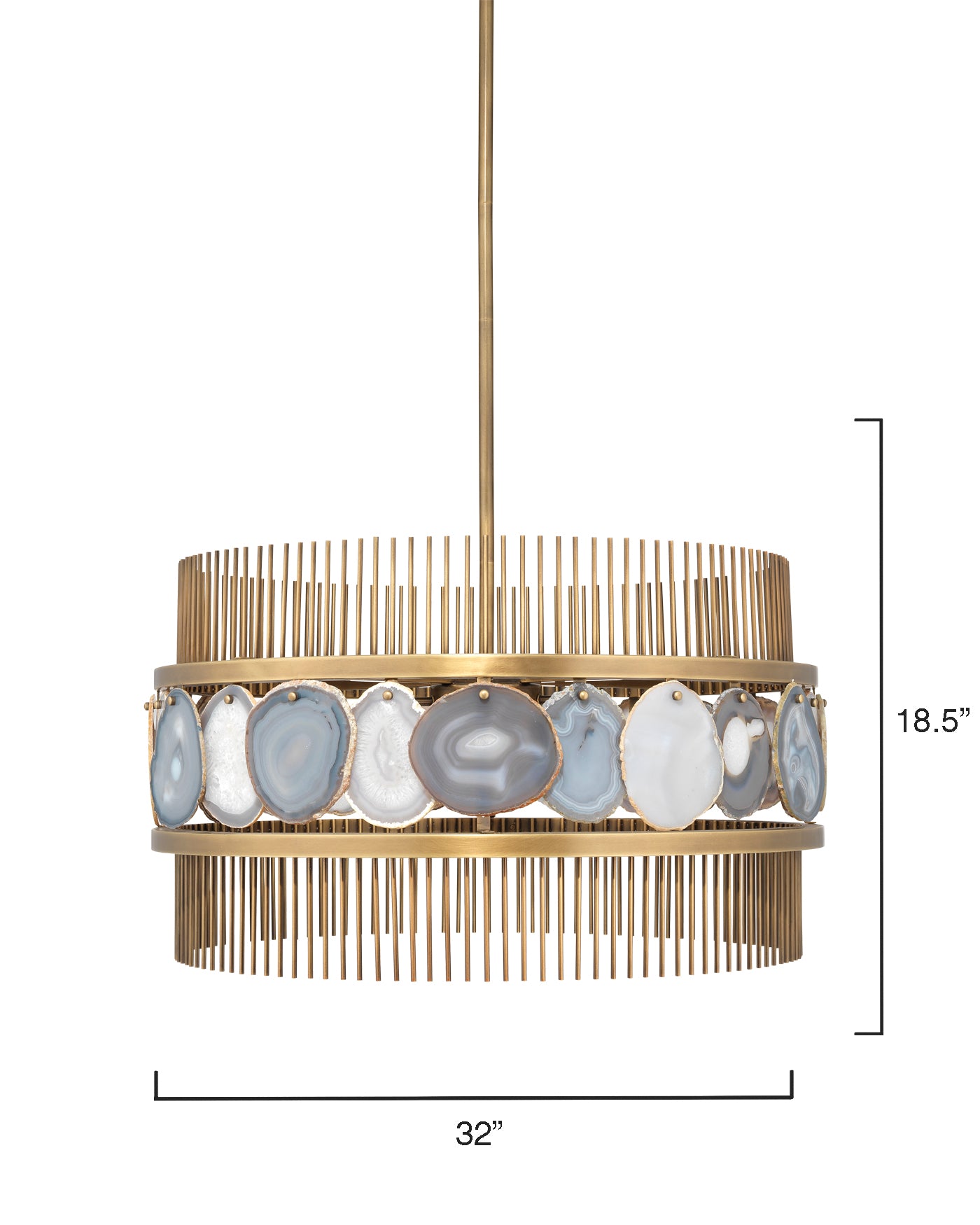 Jamie Young Upsala Chandelier In Pale Lavender Agate & Antique Brass Metal