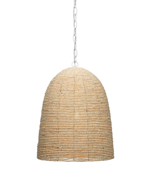 Jamie Young Waterfront Pendant In Off White Wood Beads