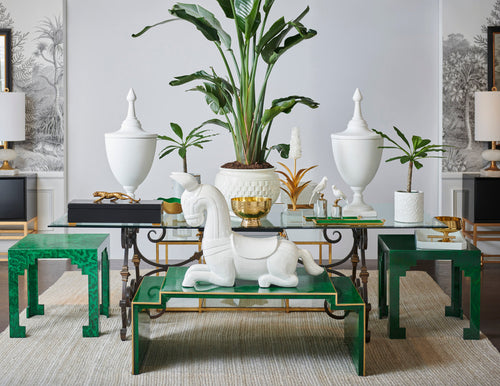 Chelsea House Cut Corner Table, Malachite Green or White