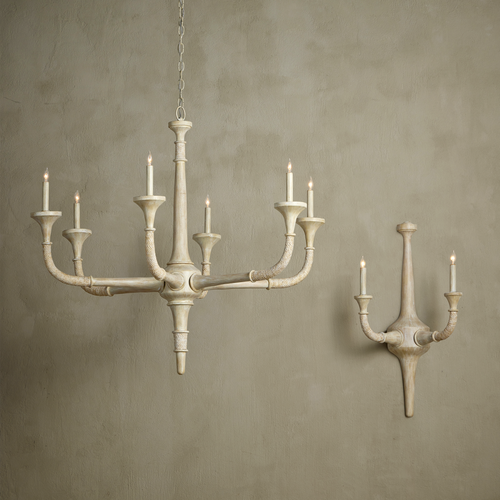 Currey & Company Aleister 43.5" Sandstone 6 Light Chandelier