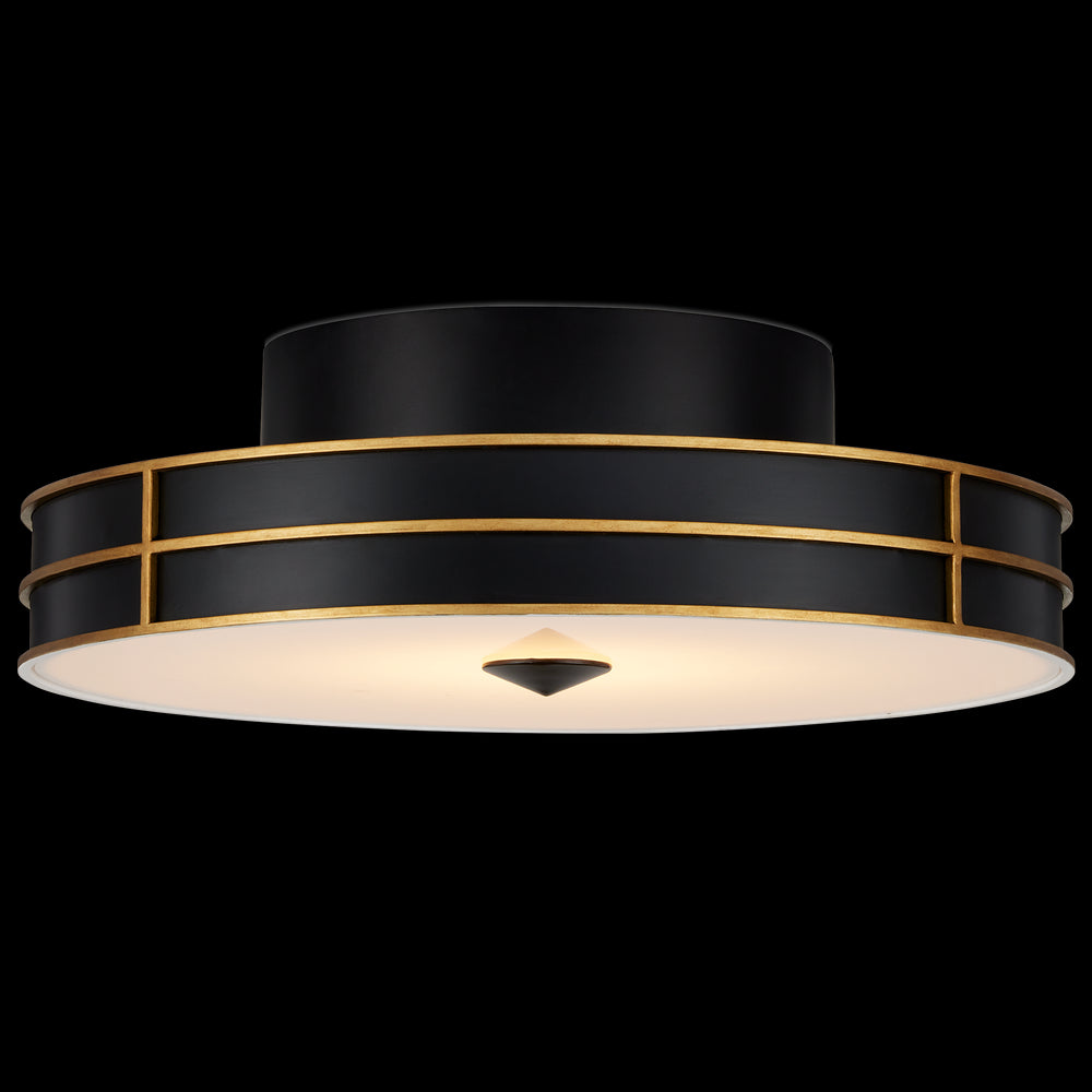 Currey & Company Fielding 24" Black 1 Light Led Flush Mount
