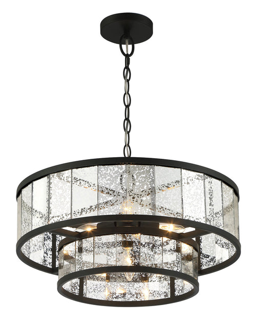 Lumanity Chelsea 4 Light Mirrored Two Tier Drum Chandelier