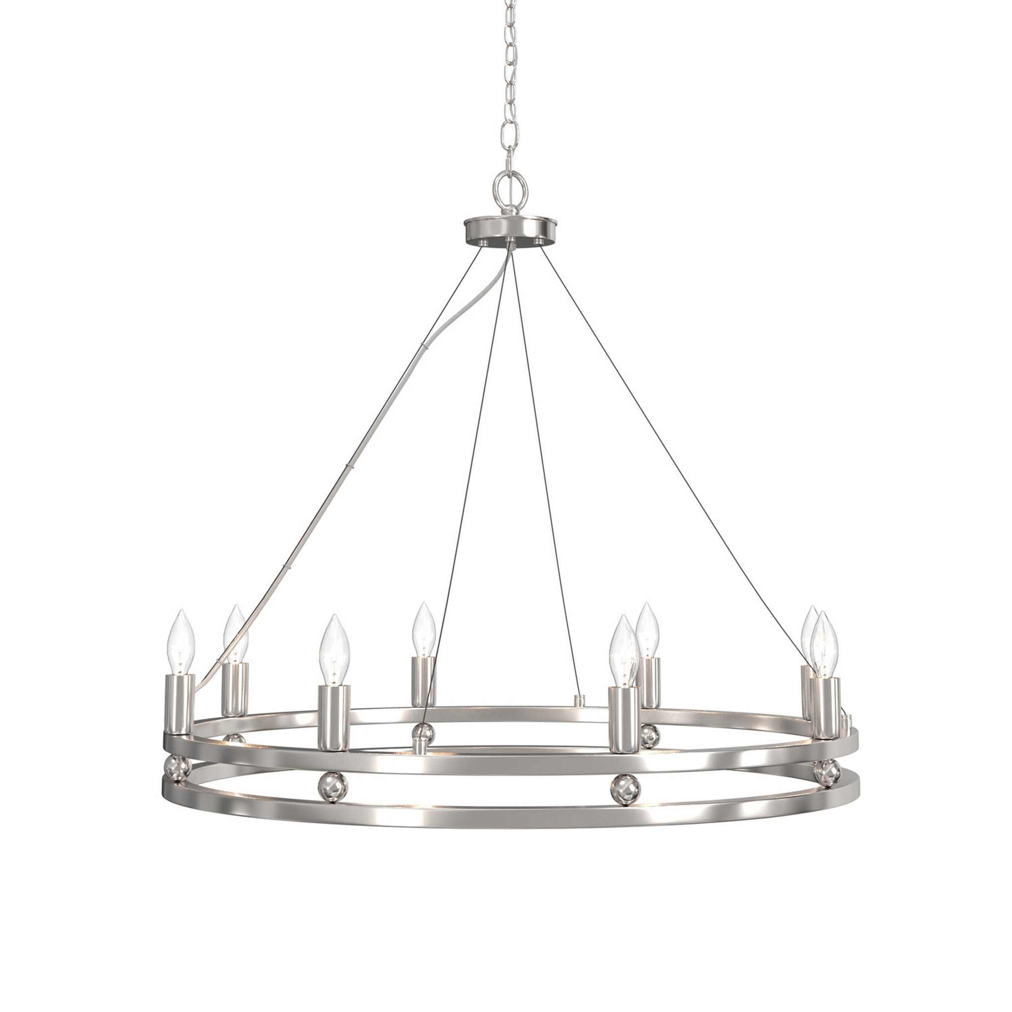 Lumanity Ashland 8 Light Statement Round Nickel Chandelier