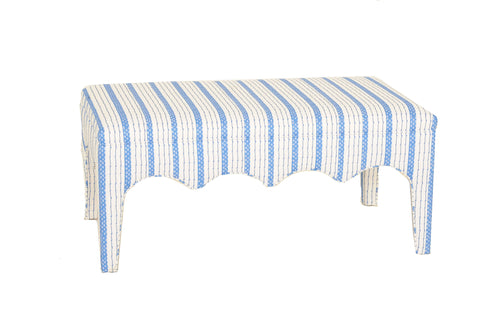 Dana Gibson Blue and White Tabouret Ottoman, Large