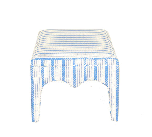 Dana Gibson Blue and White Tabouret Ottoman, Large
