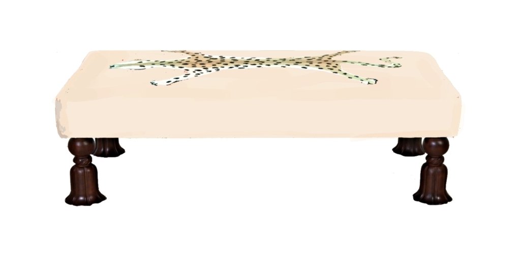 Dana Gibson Isleboro Leopard Bench, White