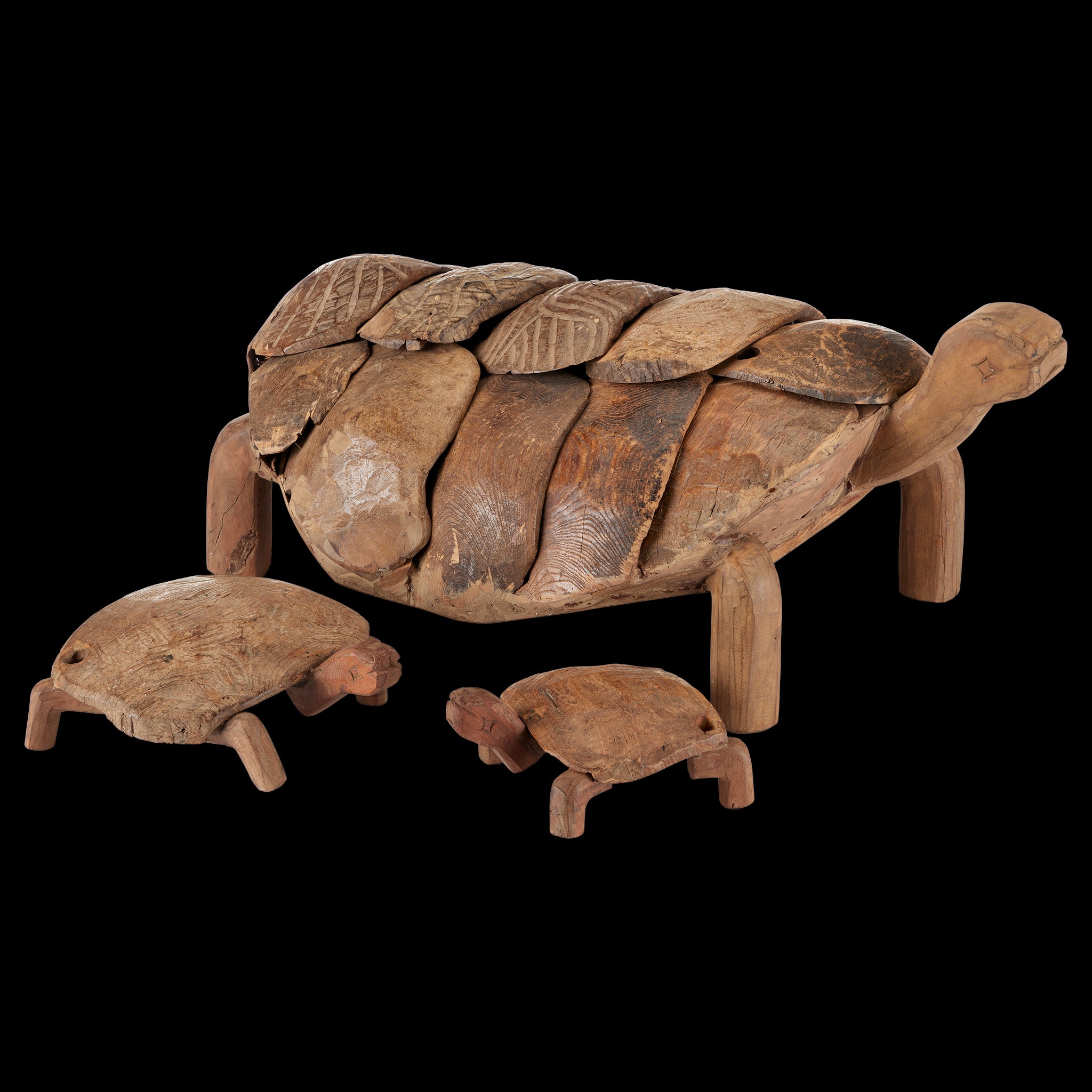 Currey & Company Turtle Set Of 3 Wooden Turtles