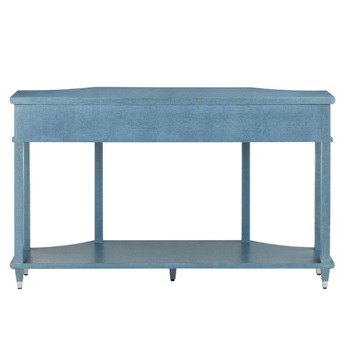 Currey & Company 60" Maya Blue Laquered Linen Console Table