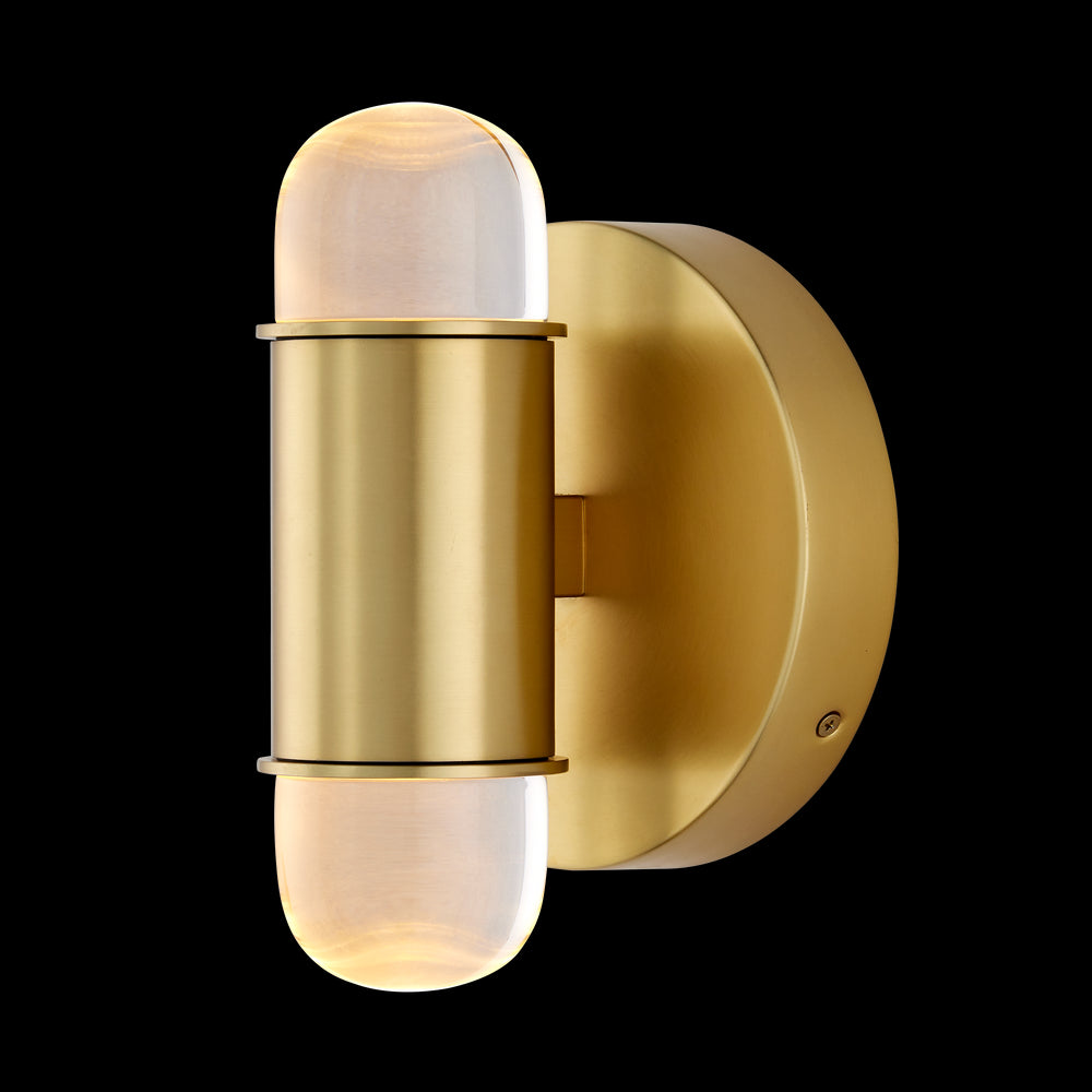 Currey & Company Capsule Brass Led 2 Light Wall Sconce