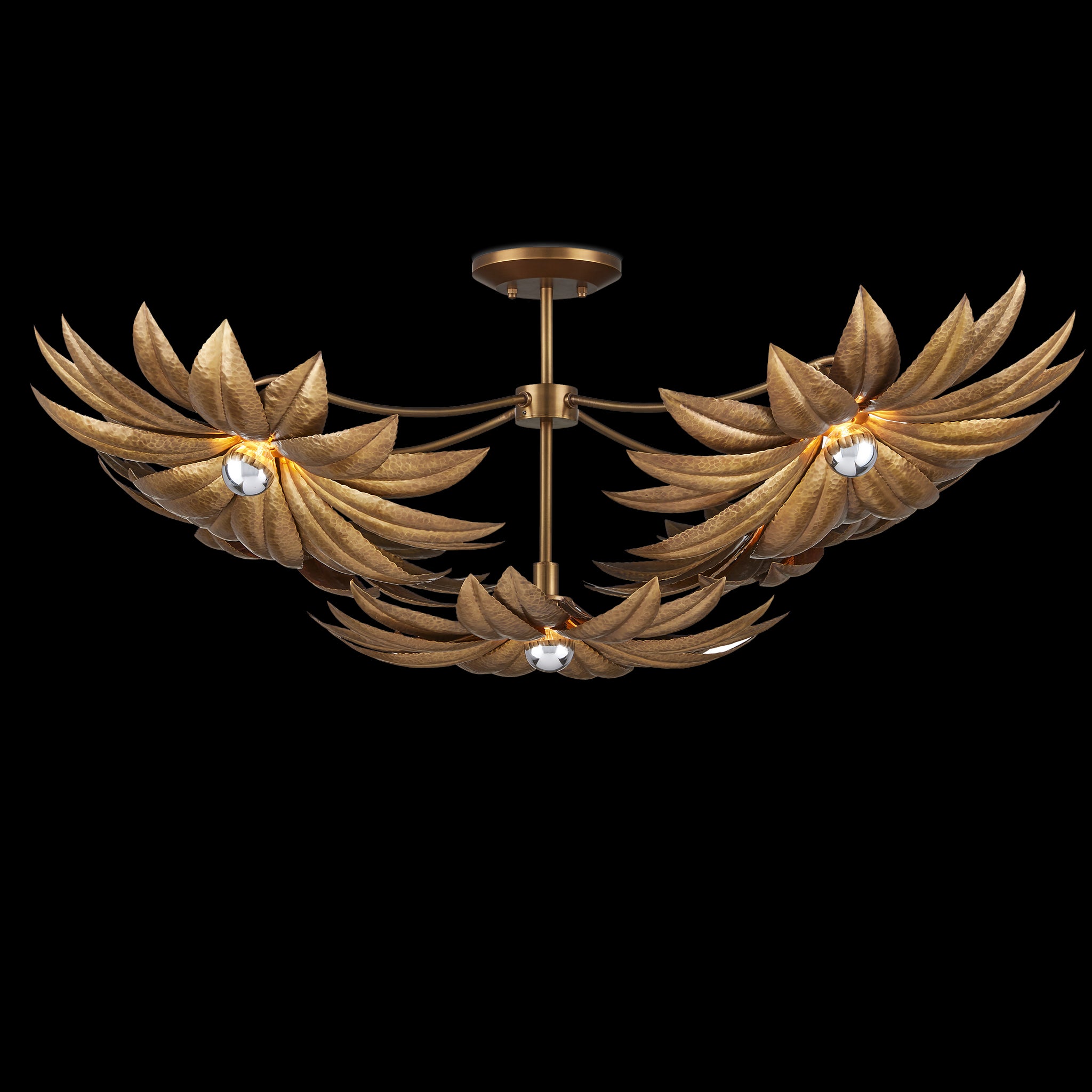 Currey & Company Alithea 45.25" 5 Light Brass Semi Flush Mount
