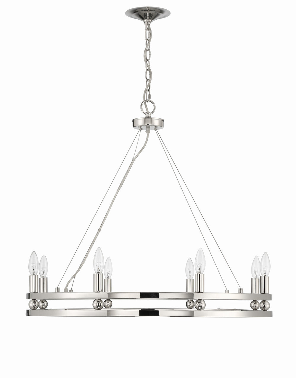 Lumanity Ashland 8 Light Statement Round Nickel Chandelier