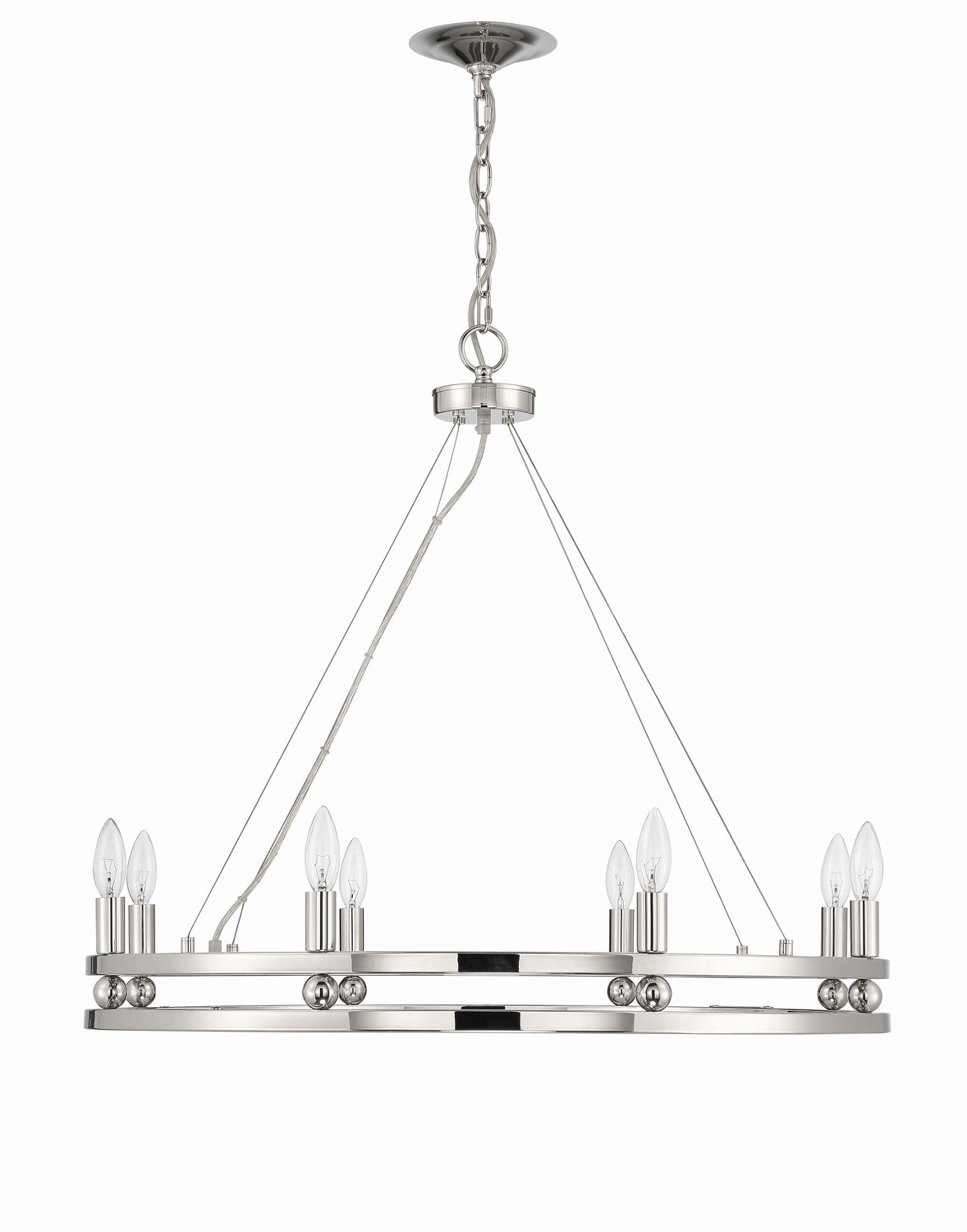 Lumanity Ashland 8 Light Statement Round Nickel Chandelier
