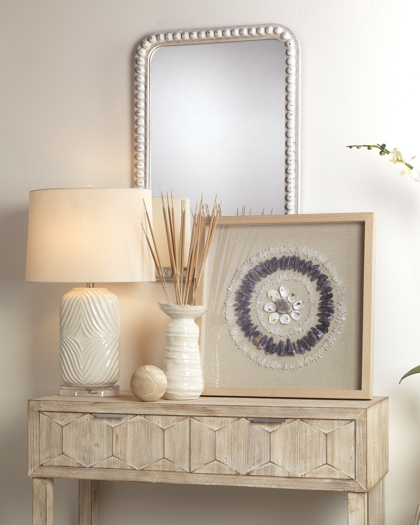 Jamie Young Rectangle Audrey Mirror In White Washed Wood