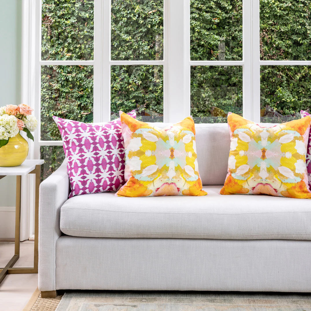 Laura Park Spice Market Rasberry Pink Linen Cotton Pillow