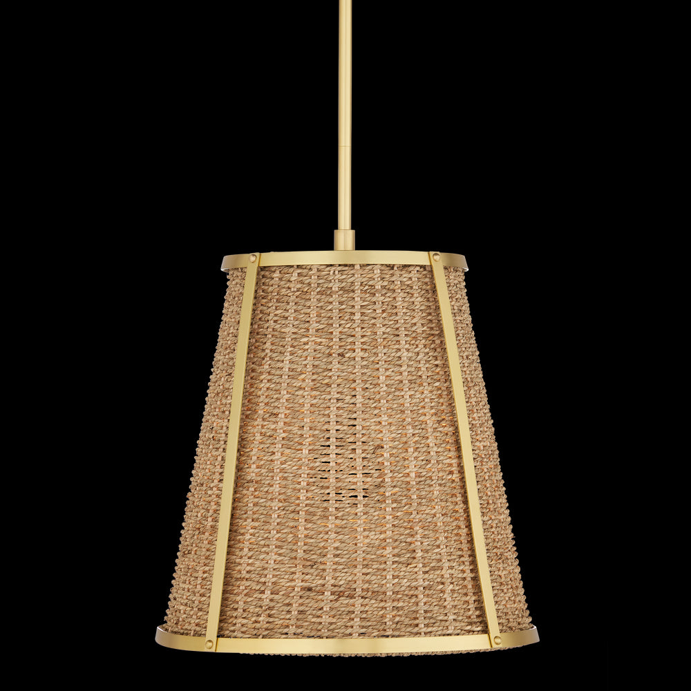 Currey & Company Deauville 14" Seagrass 1 Light Pendant