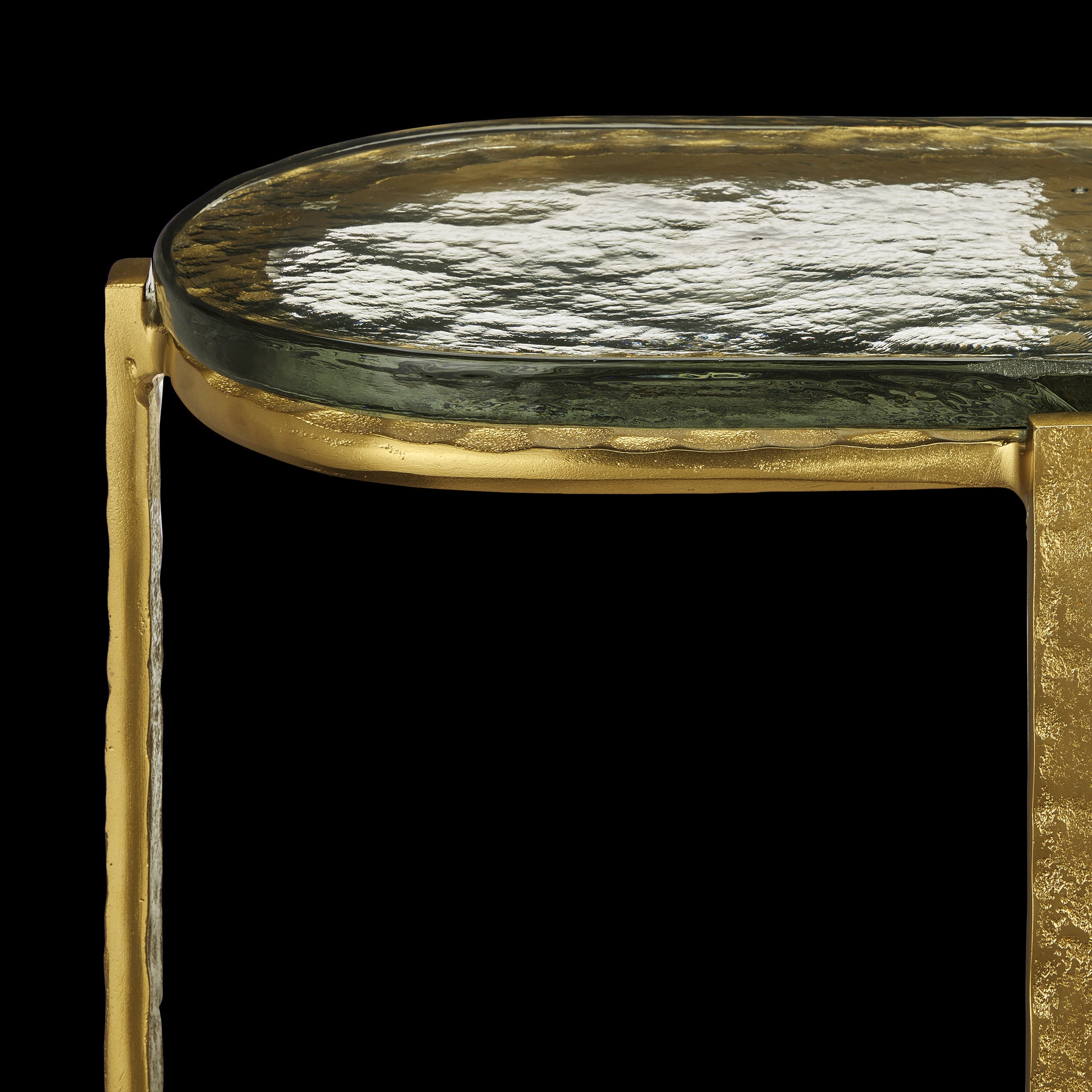 Currey & Company 21" Acea Gold Side Table With Cast Glass