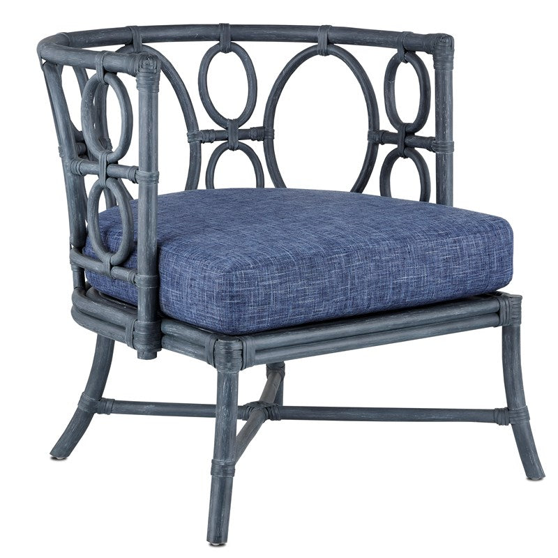 Currey And Company Tegal Finn Navy Chair