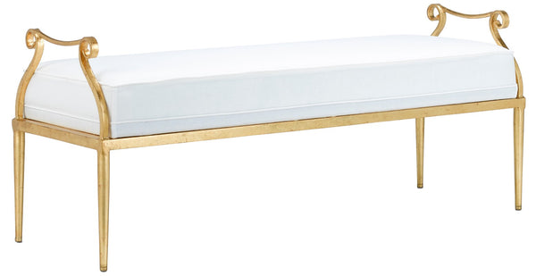 Currey and Company - Genevieve Muslin Gold Bench