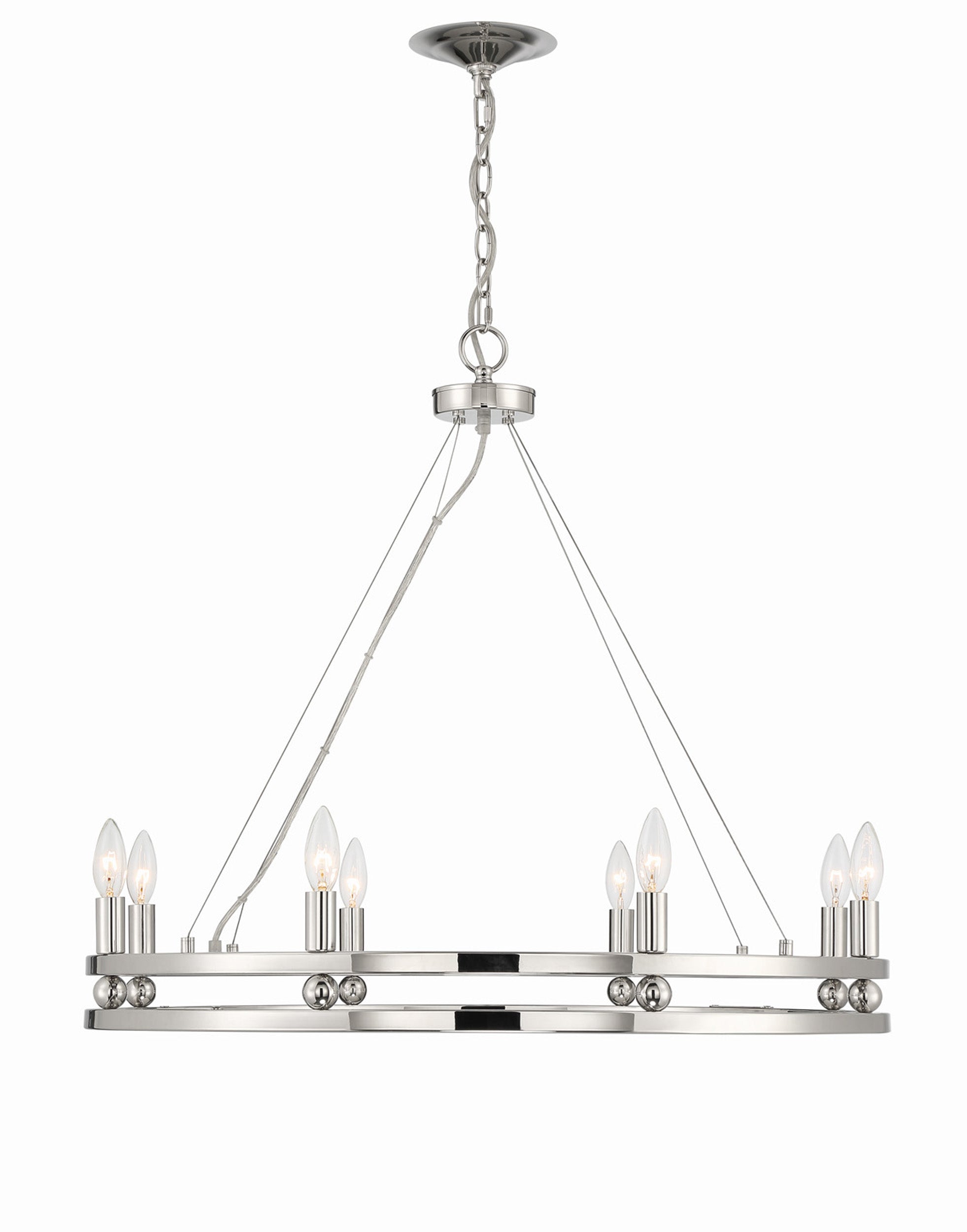 Lumanity Ashland 8 Light Statement Round Nickel Chandelier