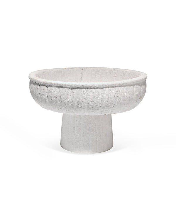 Jamie Young Aegean Large Pedestal Bowl In Rough Matte White Ceramic